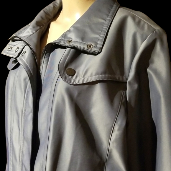 London Fog Women's Ladies' Spring Fall Pea Coat / Sz XL / Grey w metallic sheen - Picture 6 of 17